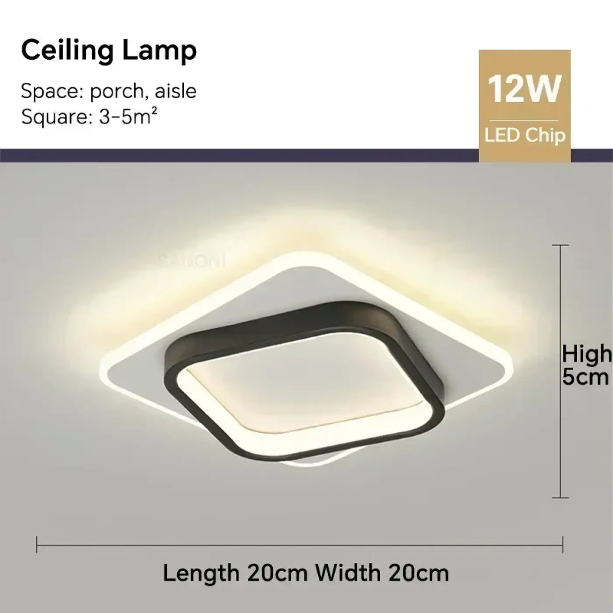 Plafonnier LED Carré à Cadre – Falan