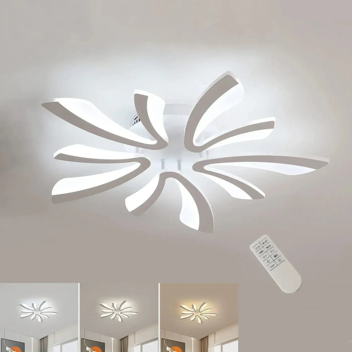 Plafonnier LED Floral Blanc Sculptural – Zedo
