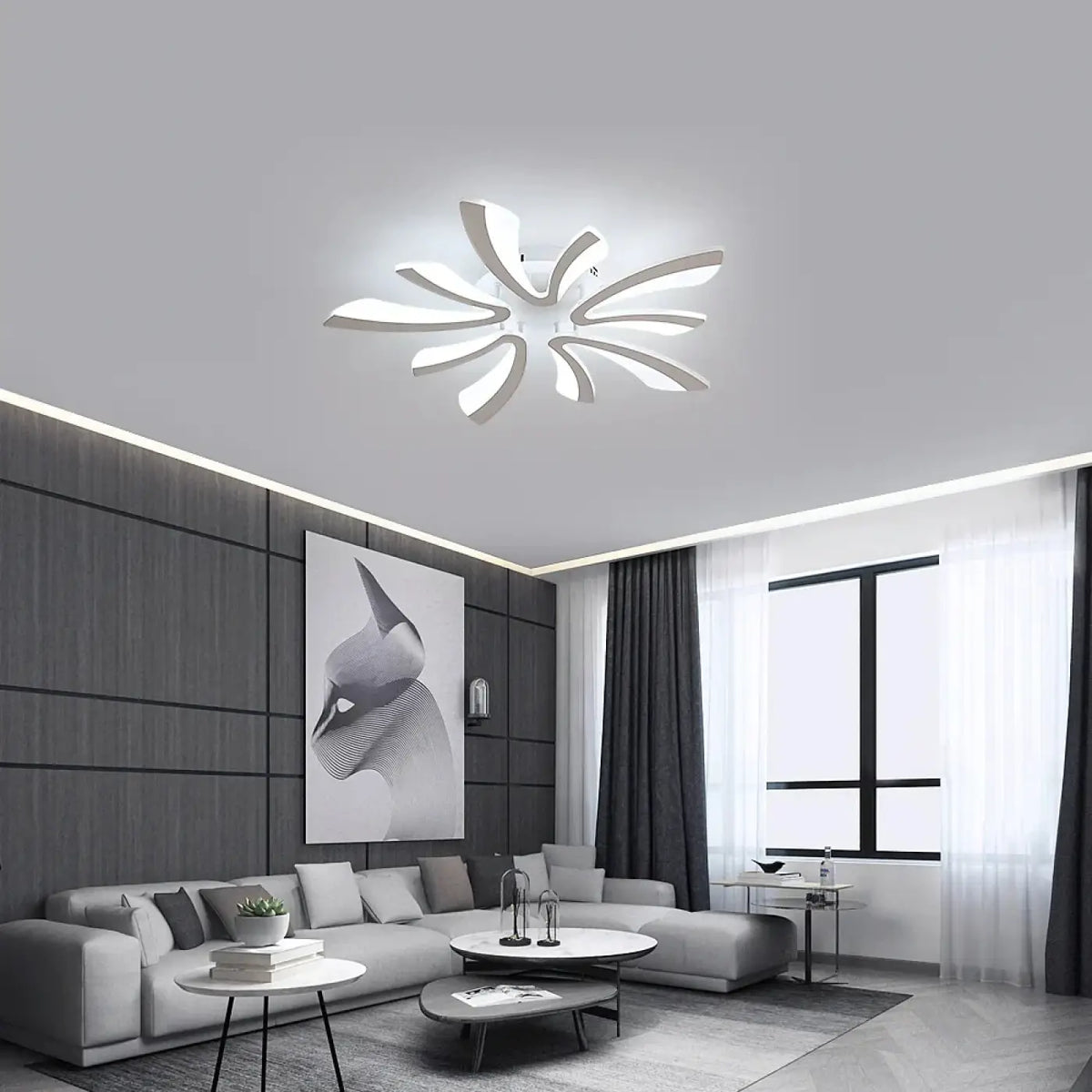 Plafonnier LED Floral Blanc Sculptural – Zedo
