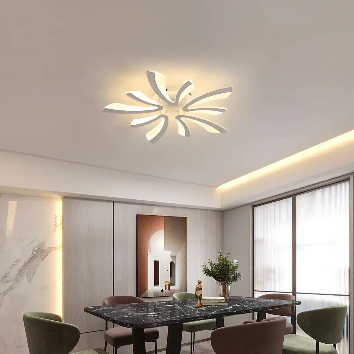 Plafonnier LED Floral Blanc Sculptural – Zedo