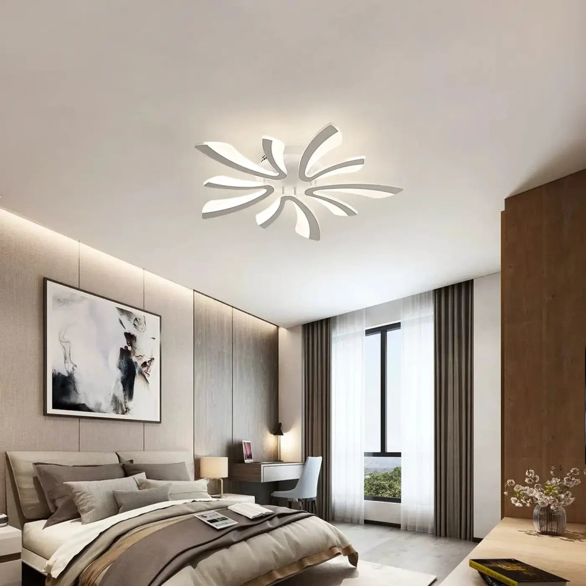 Plafonnier LED Floral Blanc Sculptural – Zedo