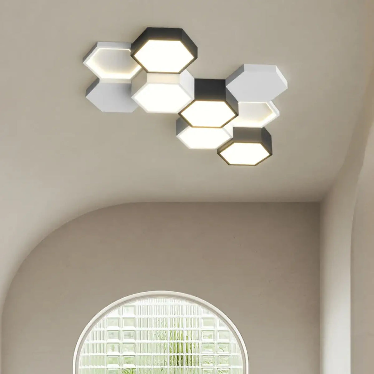 Plafonnier LED Hexagones Noir et Blanc – Rolan