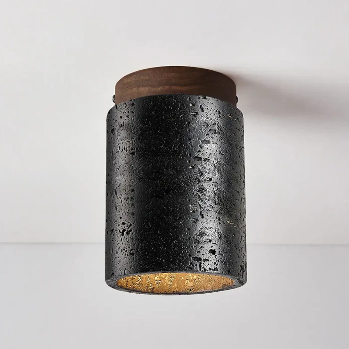 Plafonnier LED Noir Texturé et Bois – Zida