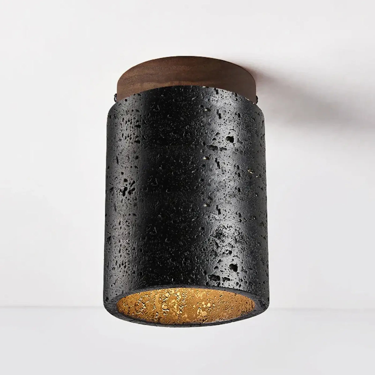 Plafonnier LED Noir Texturé et Bois – Zida