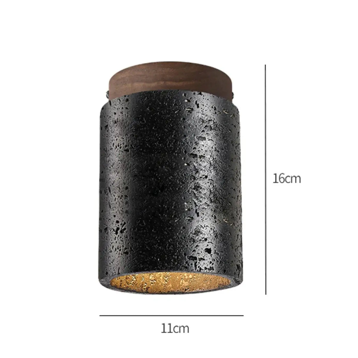 Plafonnier LED Noir Texturé et Bois – Zida
