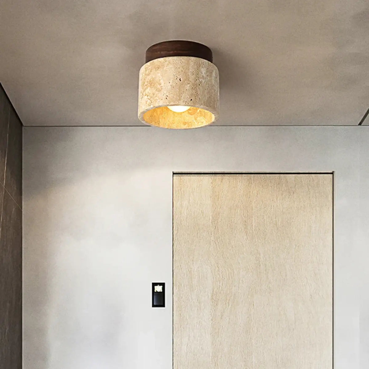 Plafonnier LED en Pierre et Bois – Nimelle