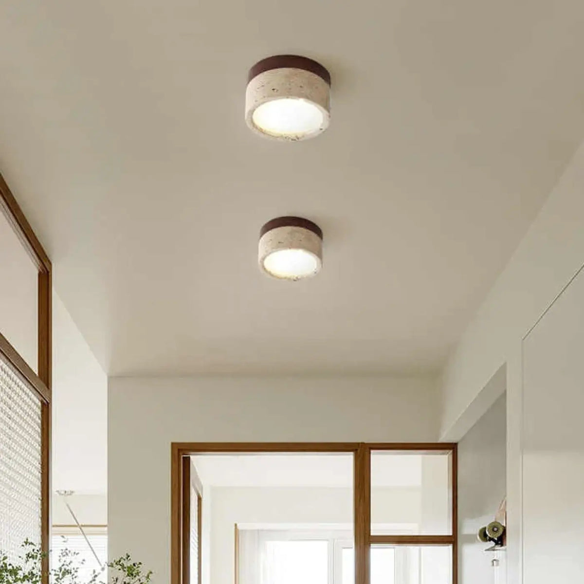 Plafonnier LED en Pierre et Bois – Lidan