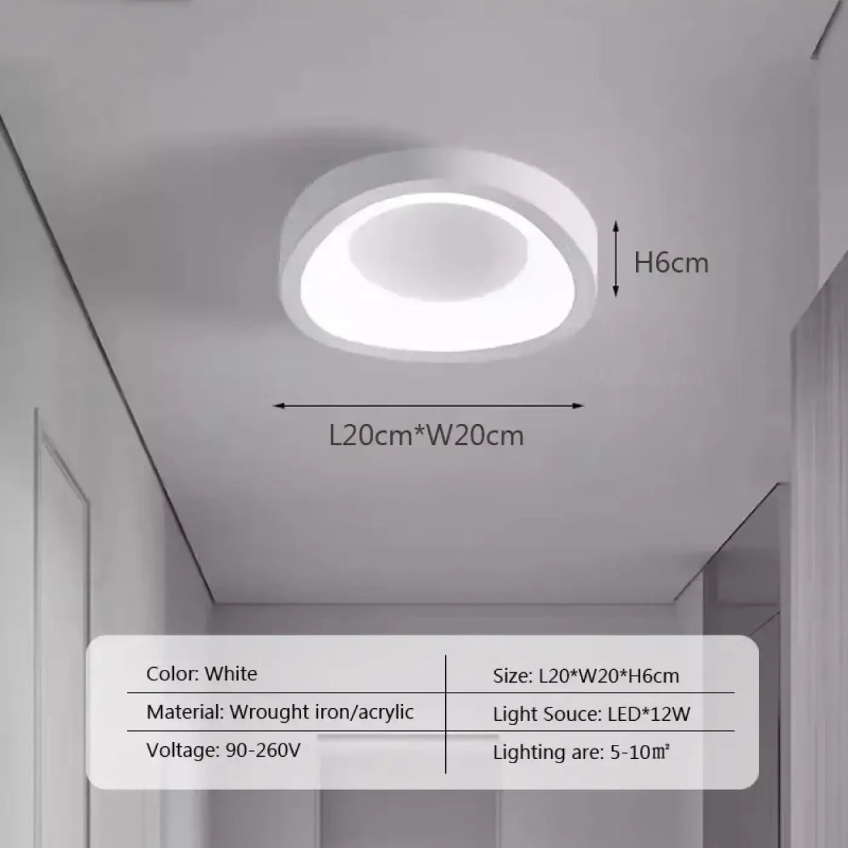 Plafonnier LED Minimaliste pour Entrée – Ladelle