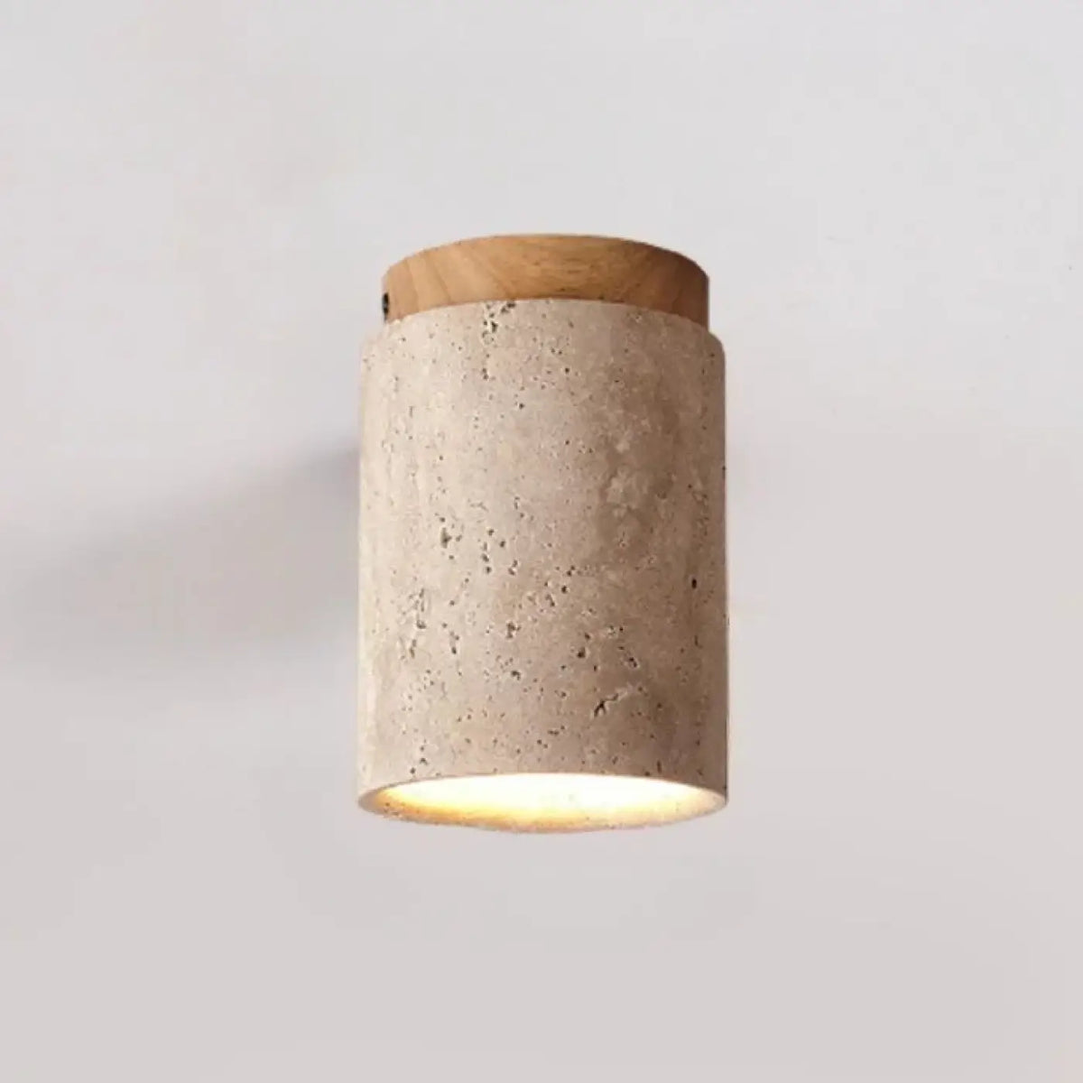 Plafonnier en Travertin et Finition Bois – Zana