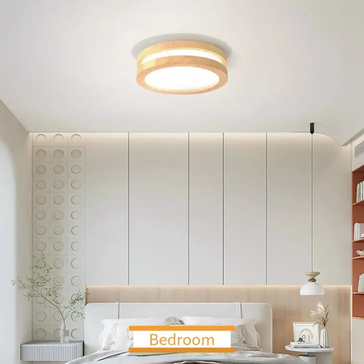 Plafonnier Rond en Bois Clair LED – Vilio