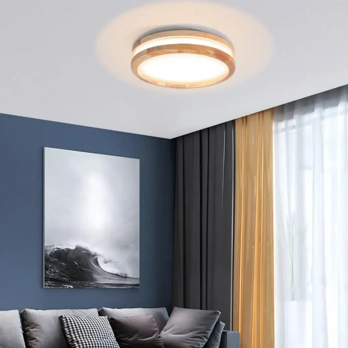 Plafonnier Rond en Bois Clair LED – Vilio