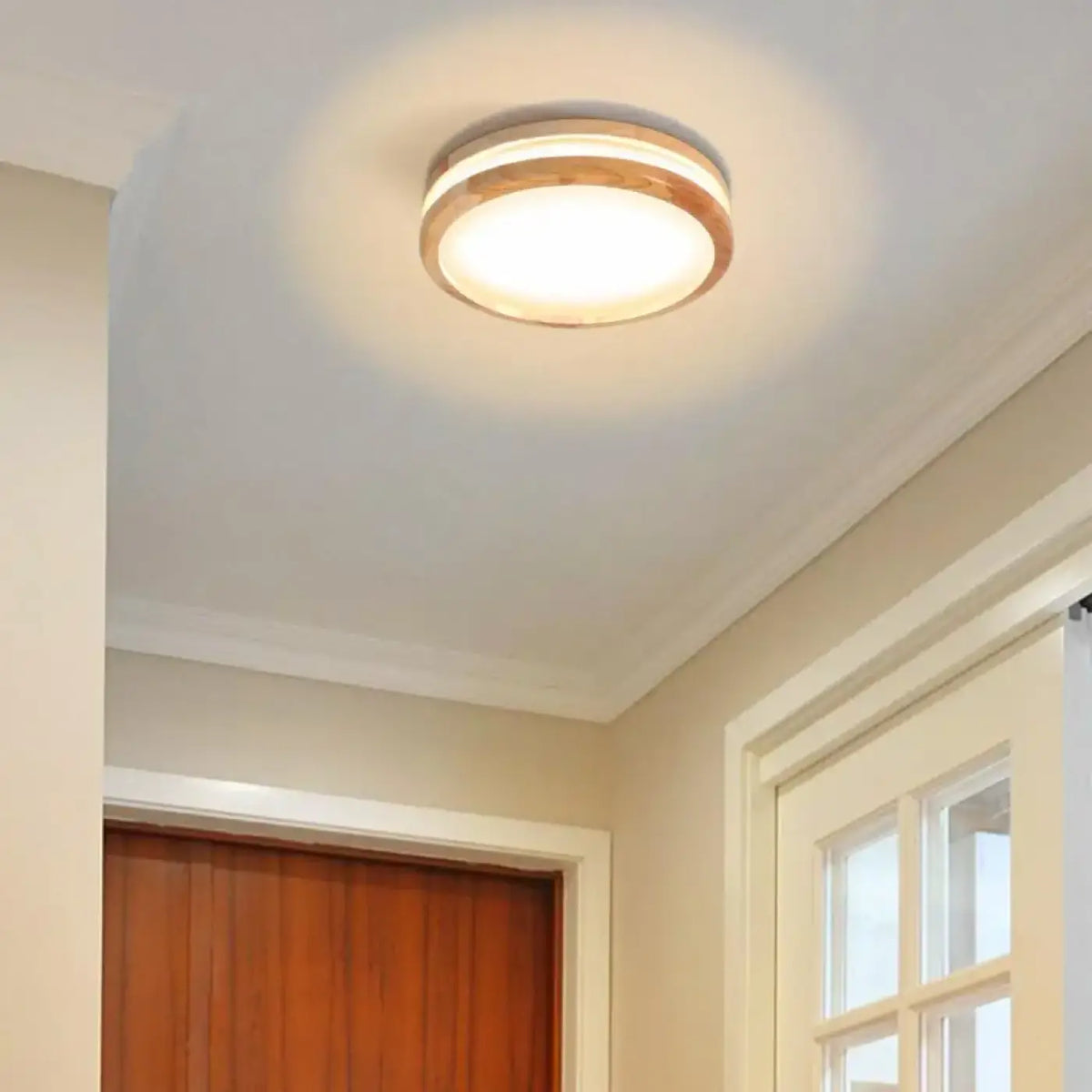 Plafonnier Rond en Bois Clair LED – Vilio