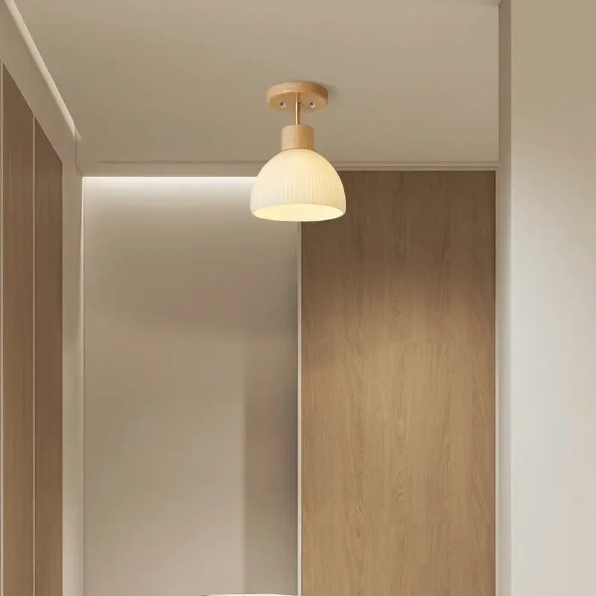 Plafonnier Scandinave Bois et Opaline – Ladel