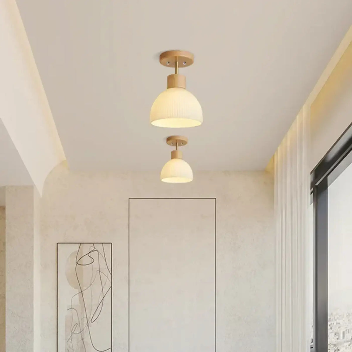 Plafonnier Scandinave Bois et Opaline – Ladel