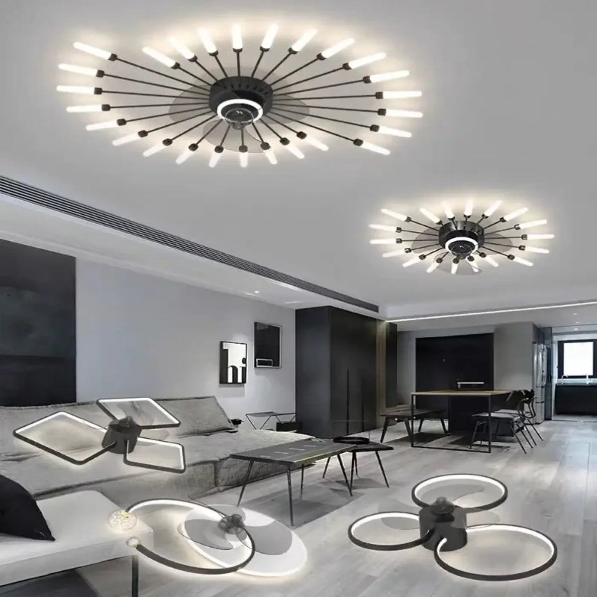 Plafonnier Ventilateur Design à Tubes Lumineux – Tavan