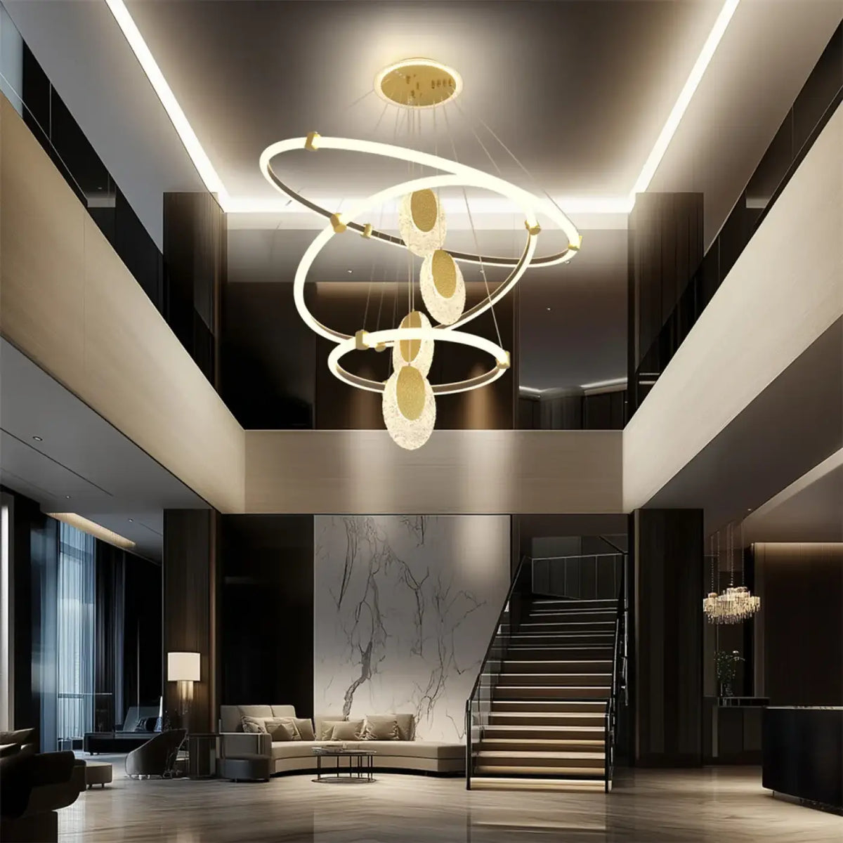 Suspension LED Spirales Dorées – Jéson
