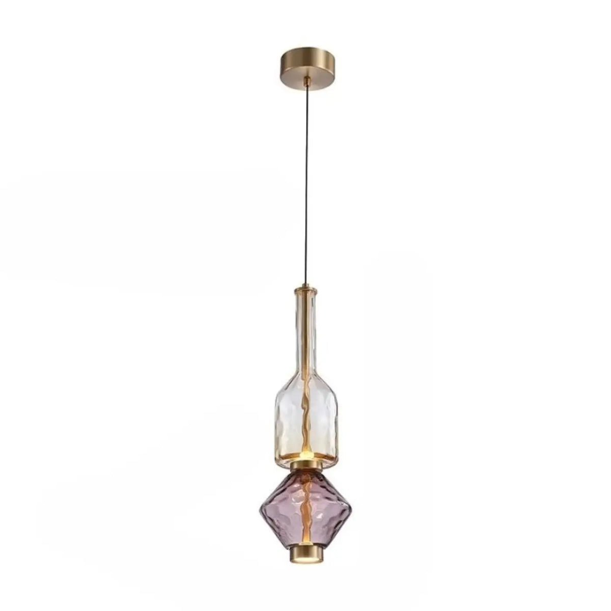 Suspension Verre Soufflé Violet et Doré – Borette