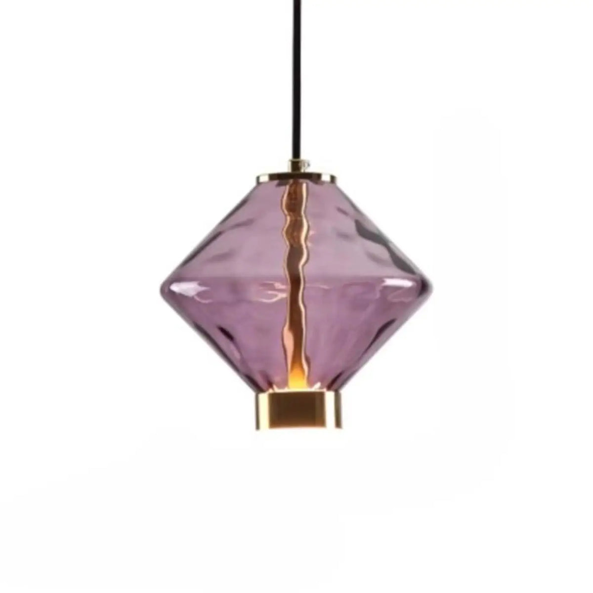 Suspension Verre Soufflé Violet et Doré – Borette