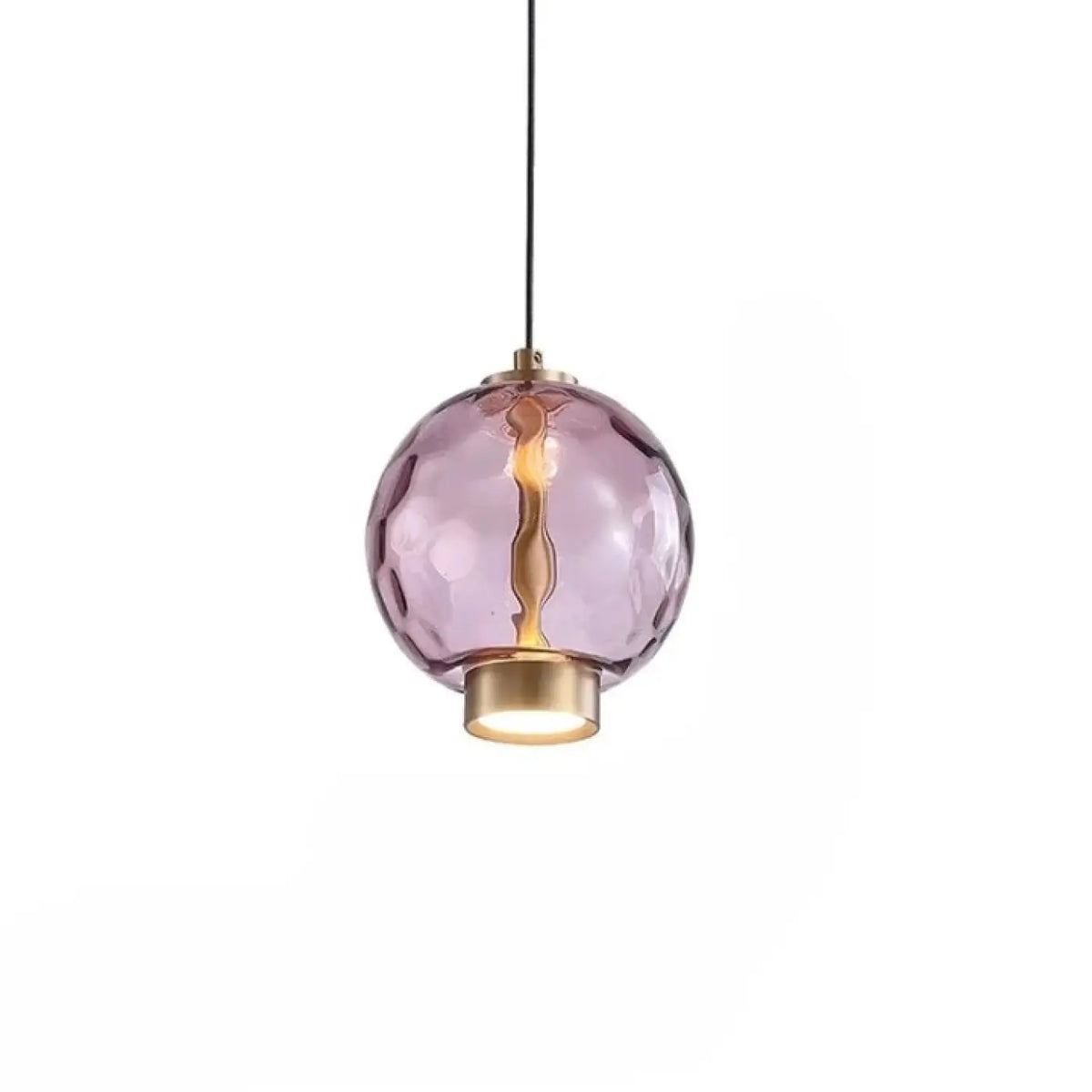 Suspension Verre Soufflé Violet et Doré – Borette