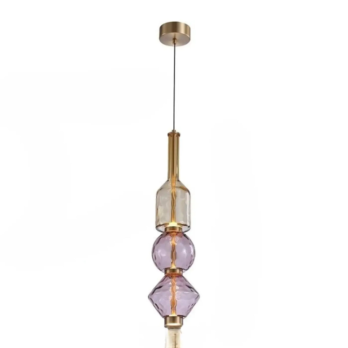 Suspension Verre Soufflé Violet et Doré – Borette
