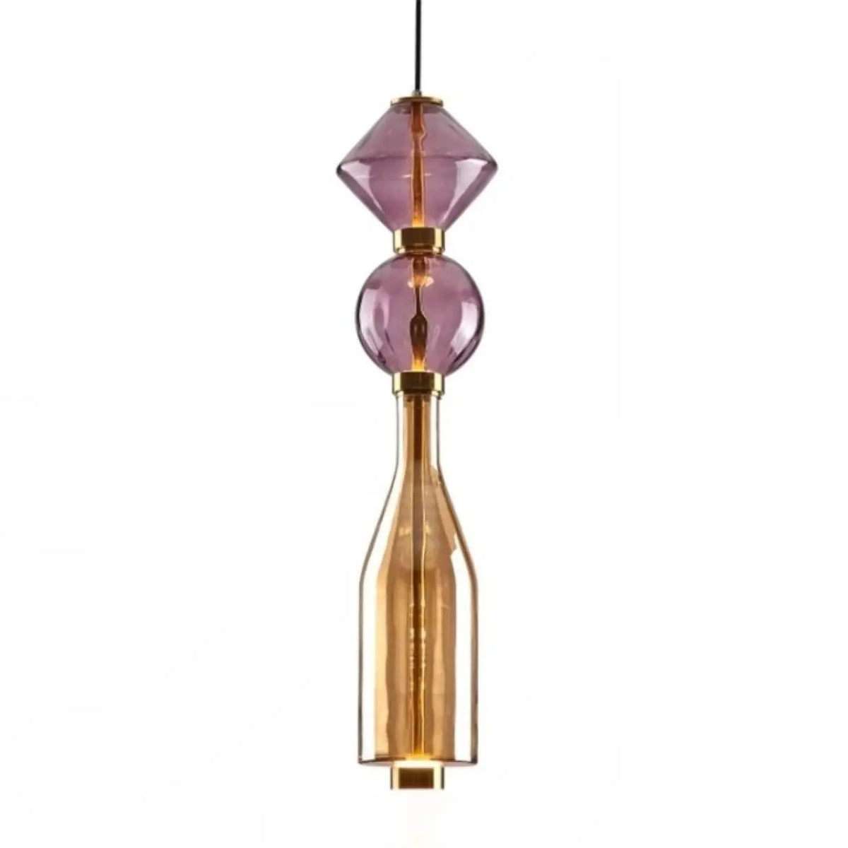 Suspension Verre Soufflé Violet et Doré – Borette