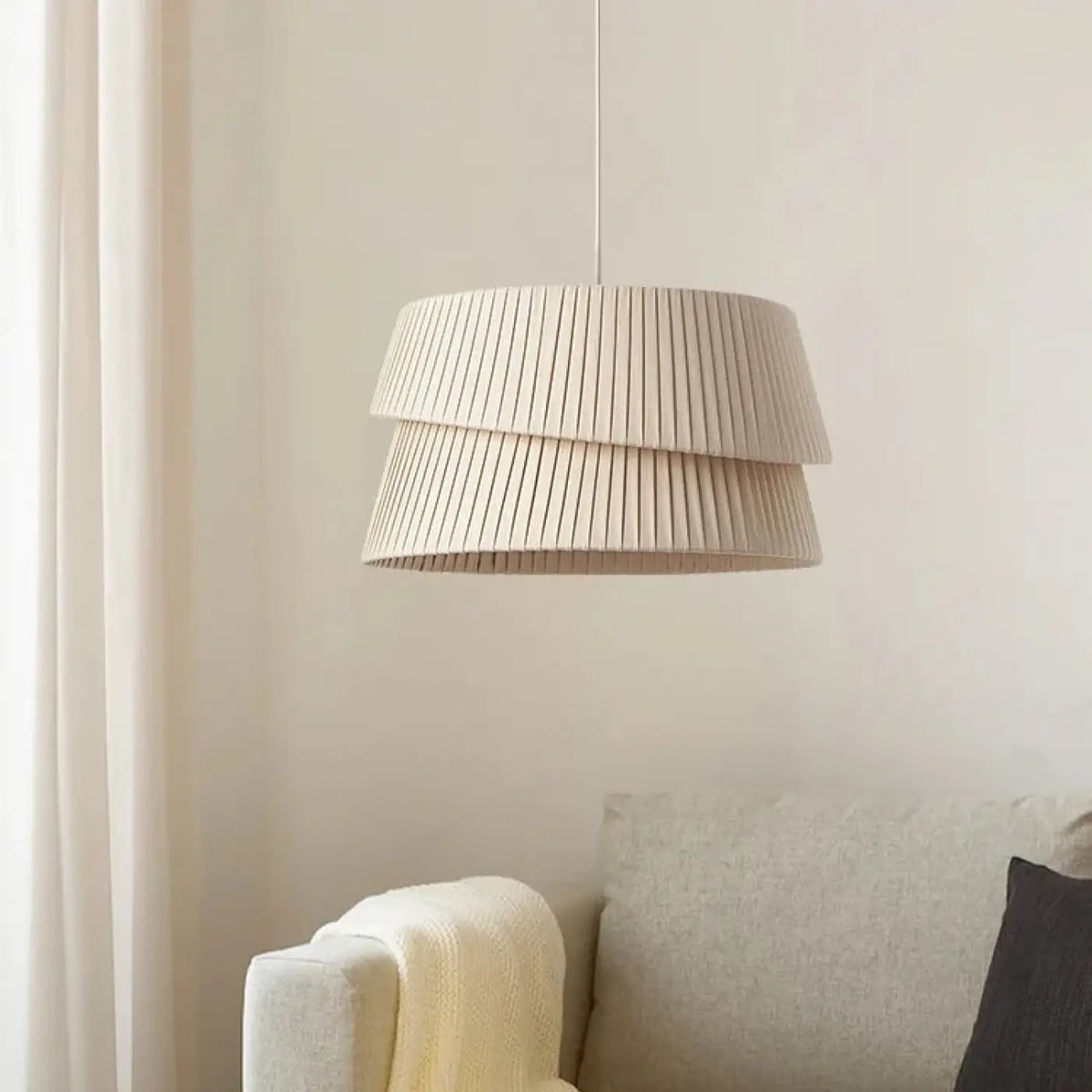 Suspension Plissée Double Abat-jour en Tissu – Lirel