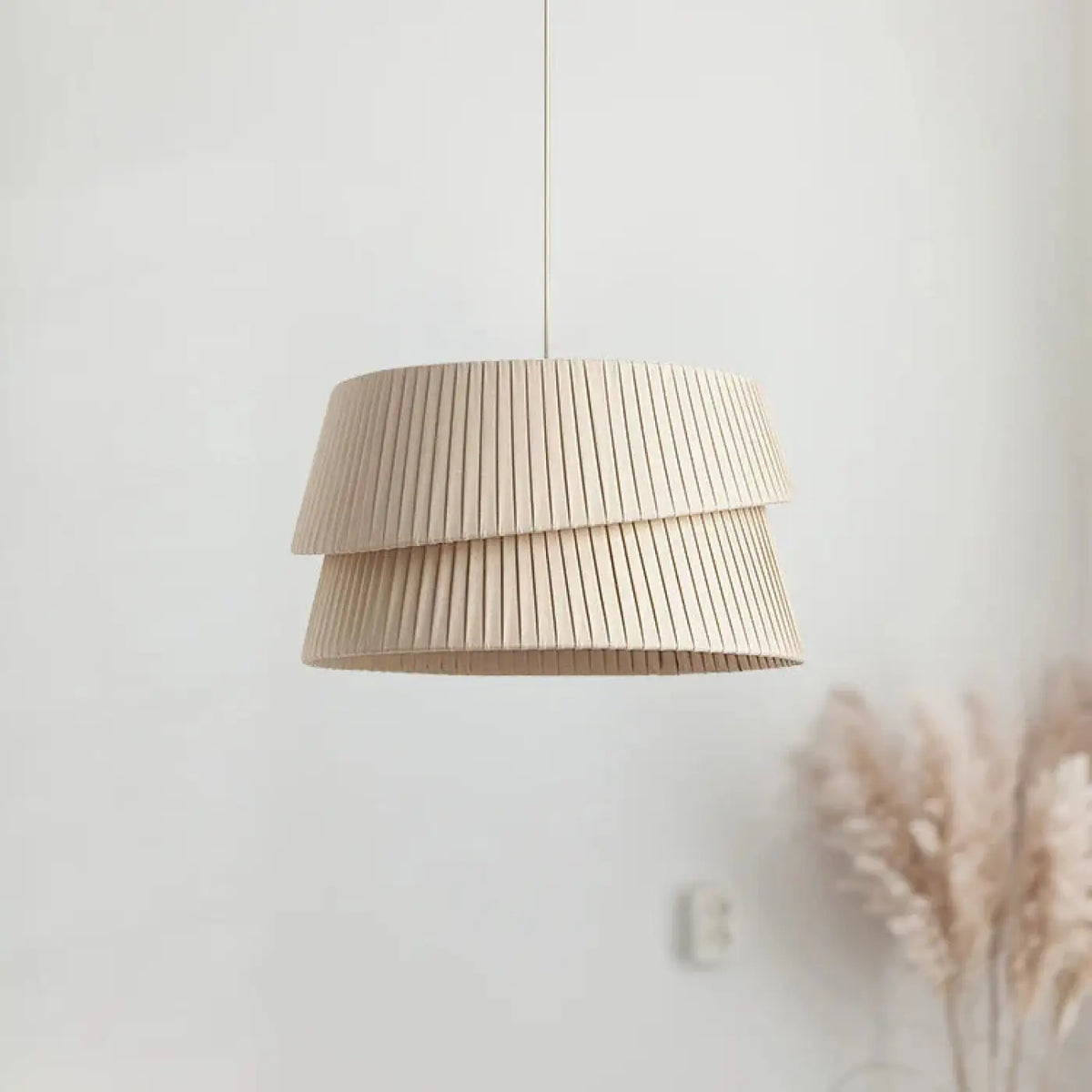 Suspension Plissée Double Abat-jour en Tissu – Lirel