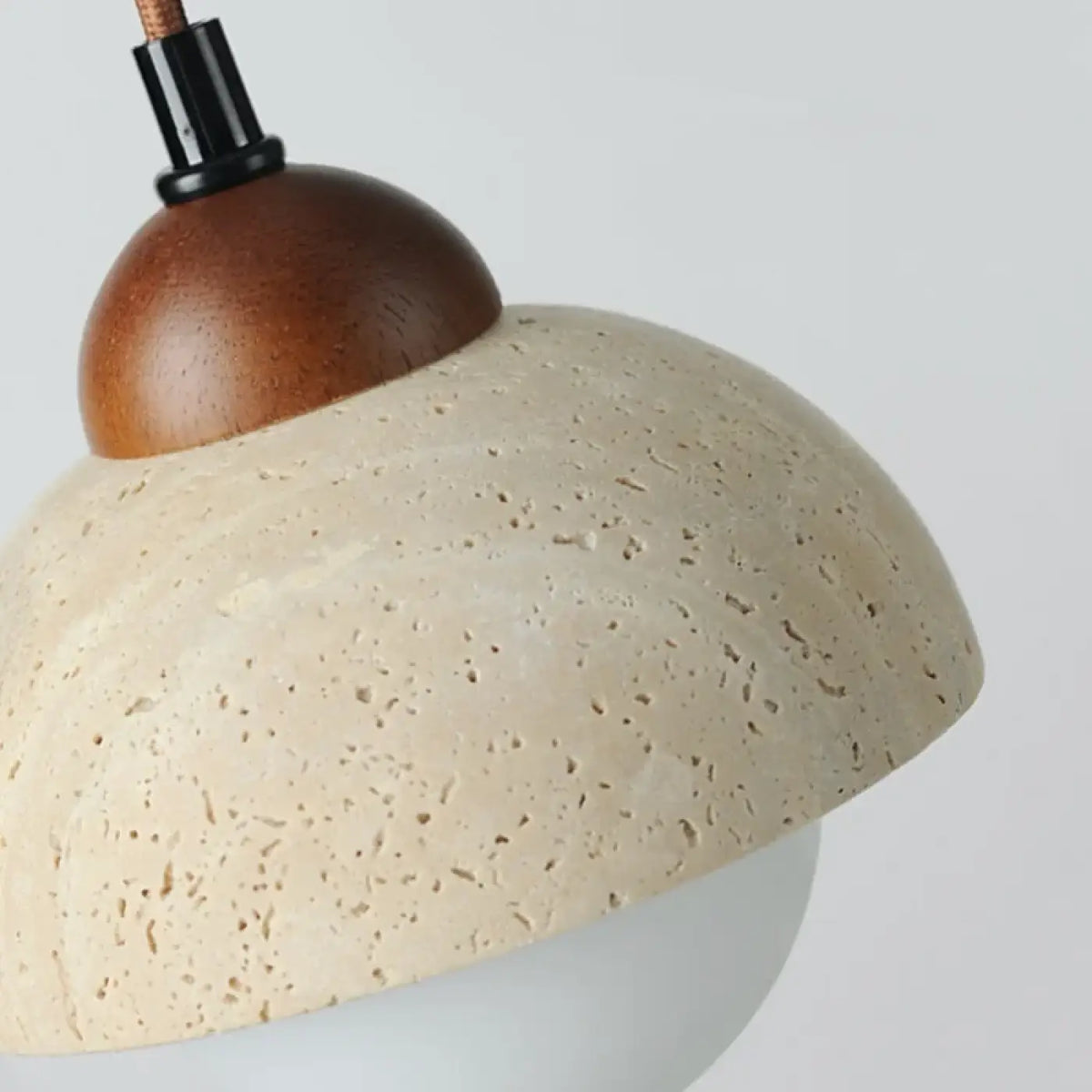 Suspension Bois, Travertin et Verre Ambré – Gralo