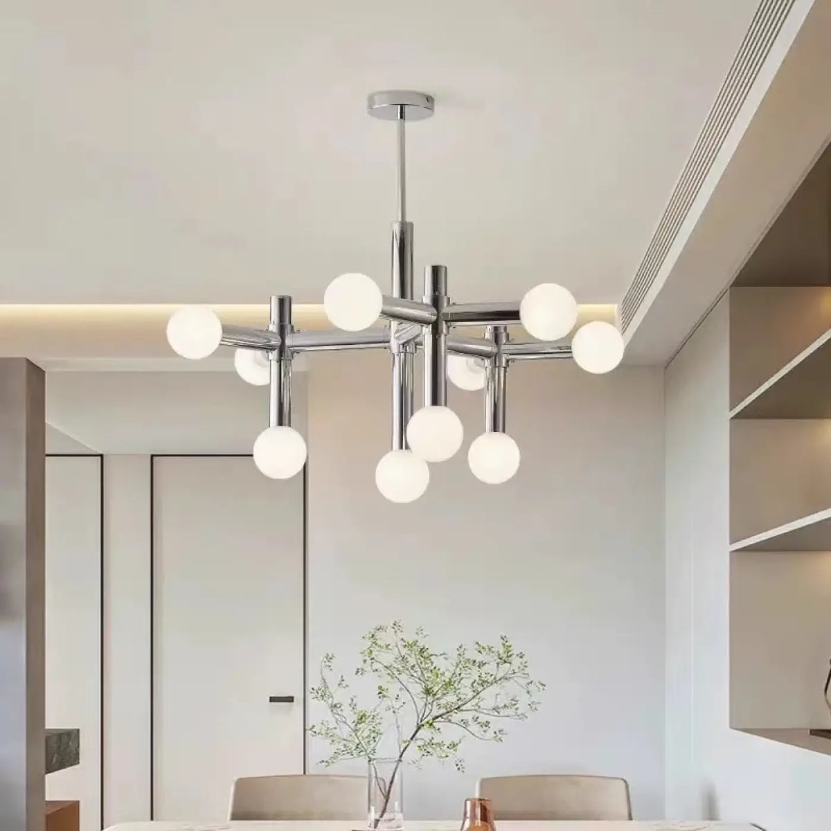 Lustre Chromé à Diffuseurs Sphériques – Dosette