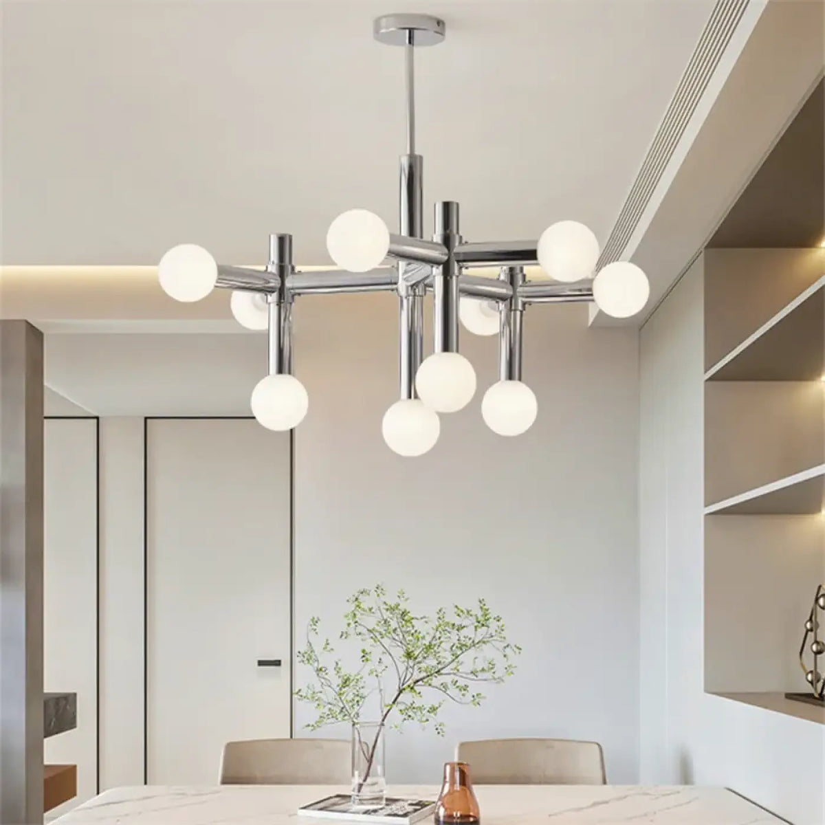 Lustre Chromé à Diffuseurs Sphériques – Dosette
