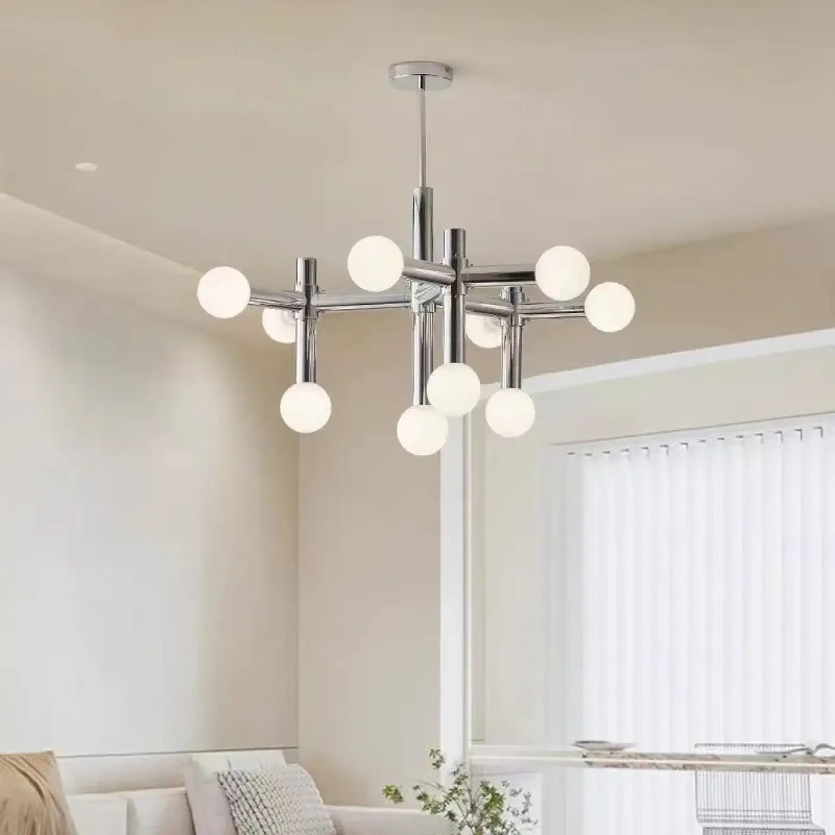 Lustre Chromé à Diffuseurs Sphériques – Dosette