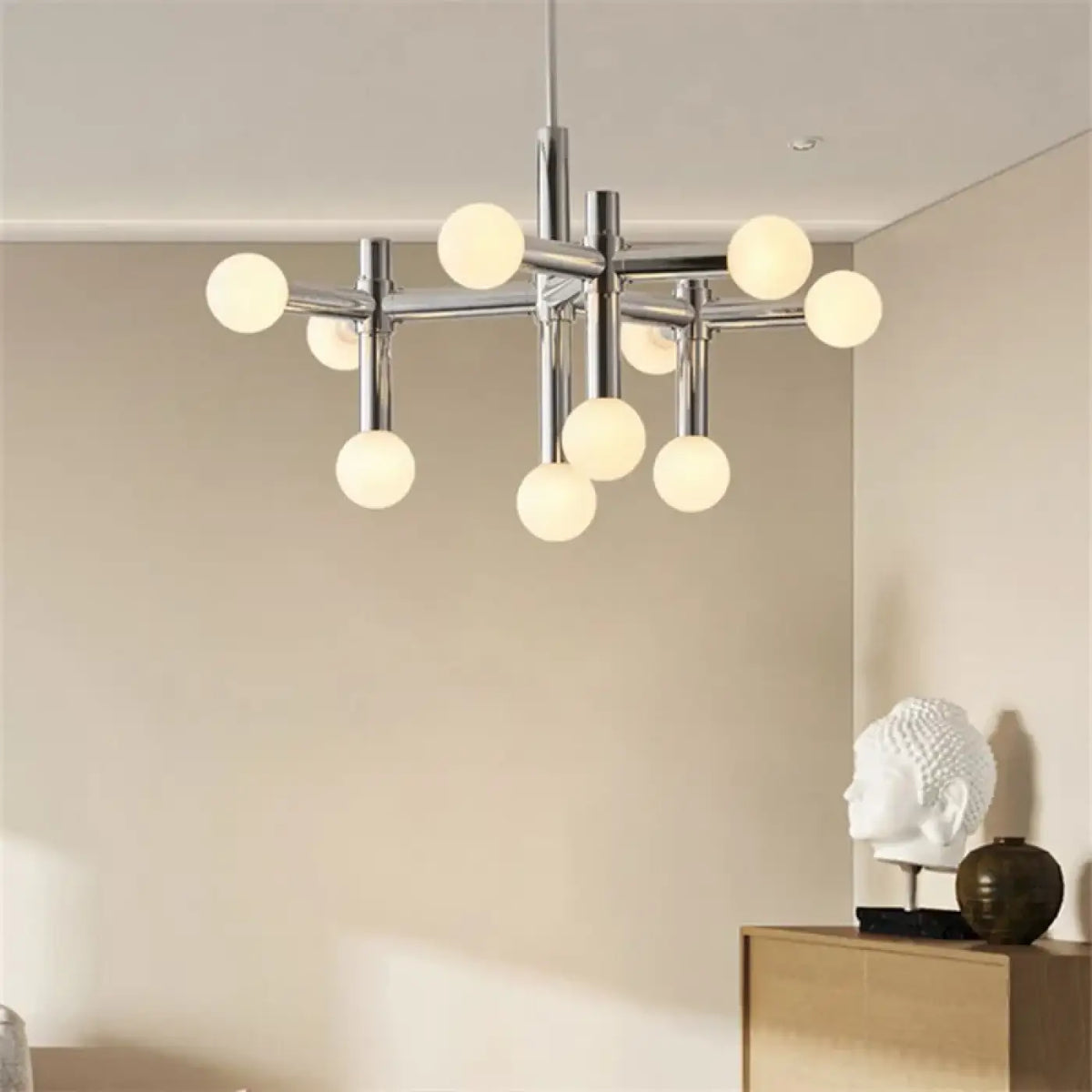 Lustre Chromé à Diffuseurs Sphériques – Dosette