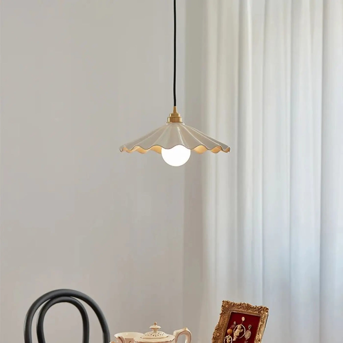 Suspension Céramique Blanche Ondulée – Nisine
