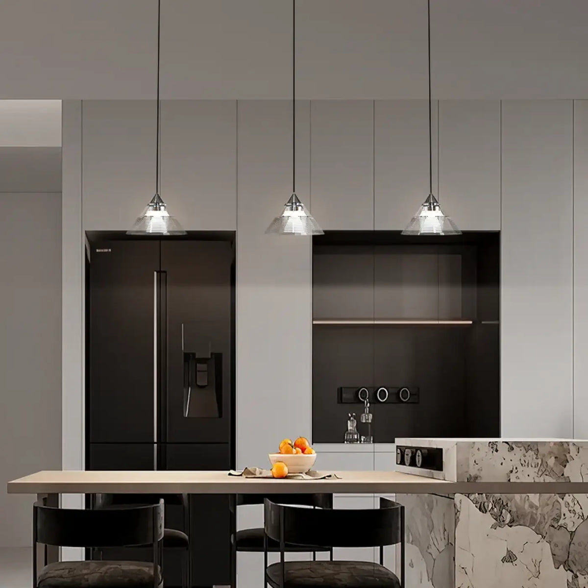 Suspension Conique en Verre Strié – Donia