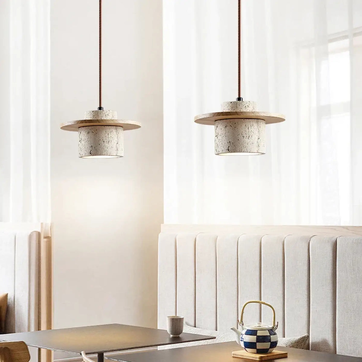Suspension en Marbre et Bois Naturel – Joris