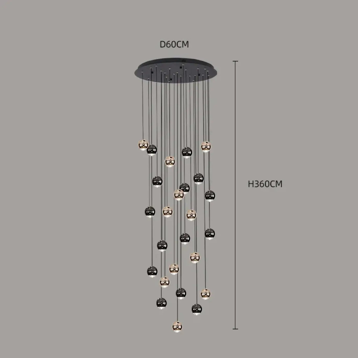Suspension Cascade Boules Noires et Dorées – Zomon