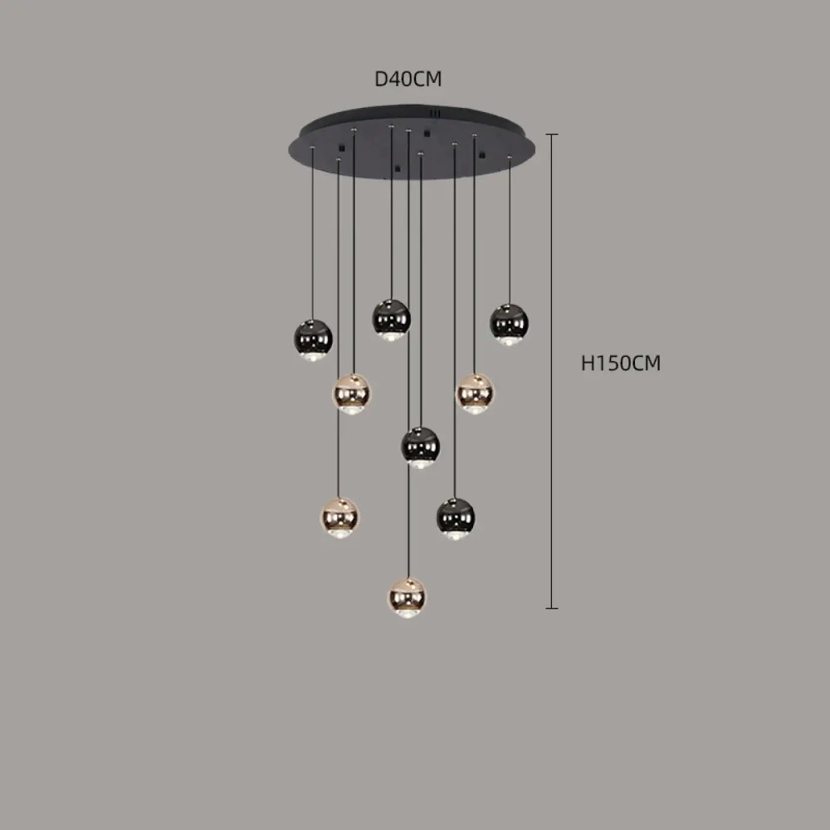 Suspension Cascade Boules Noires et Dorées – Zomon