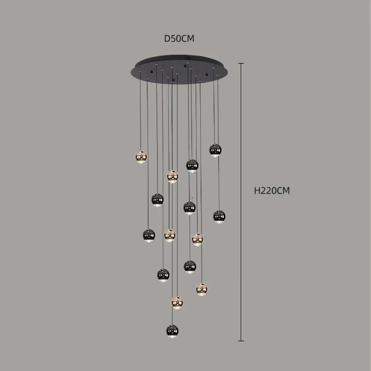 Suspension Cascade Boules Noires et Dorées – Zomon
