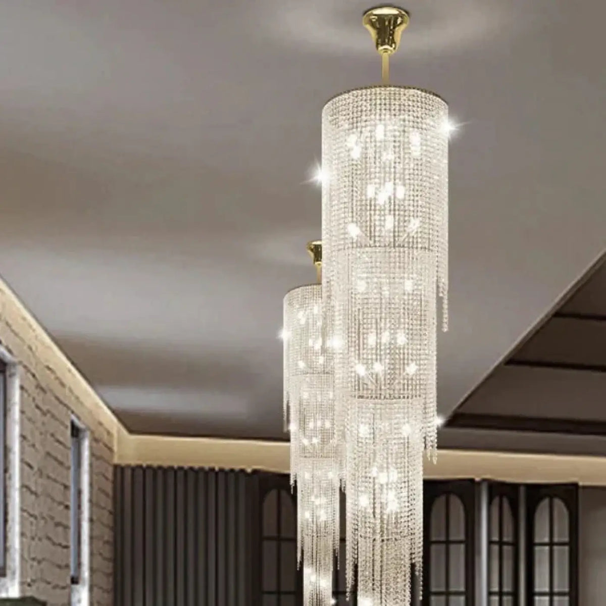 Suspension LED Cristal Longue Verticale – Dolane
