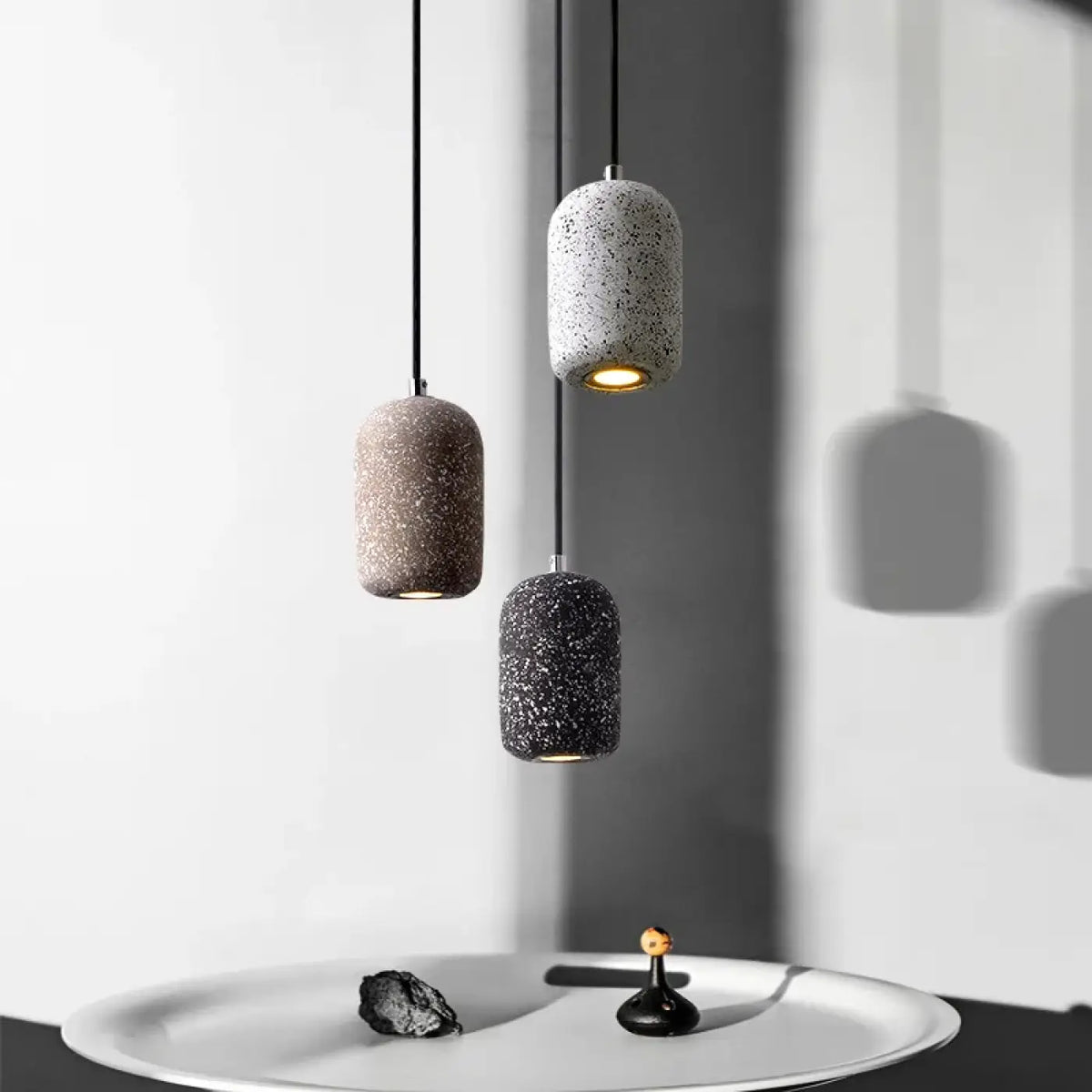 Suspension Cylindre Béton Terrazzo – Tadine