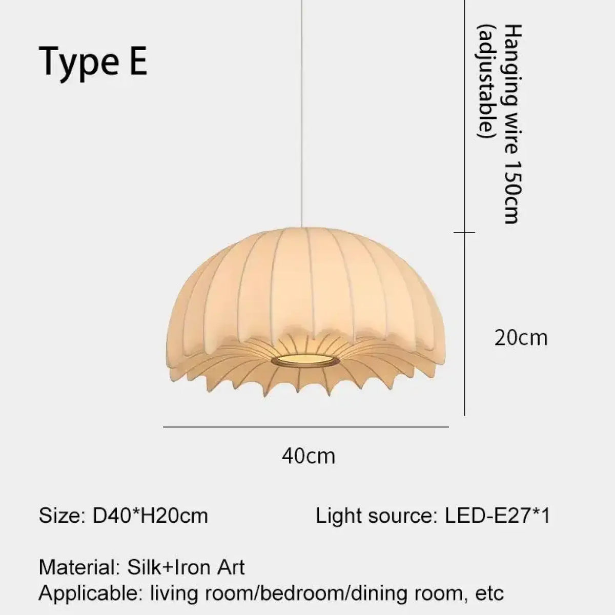 Suspension en Tissu Ondulé Beige – Fliron