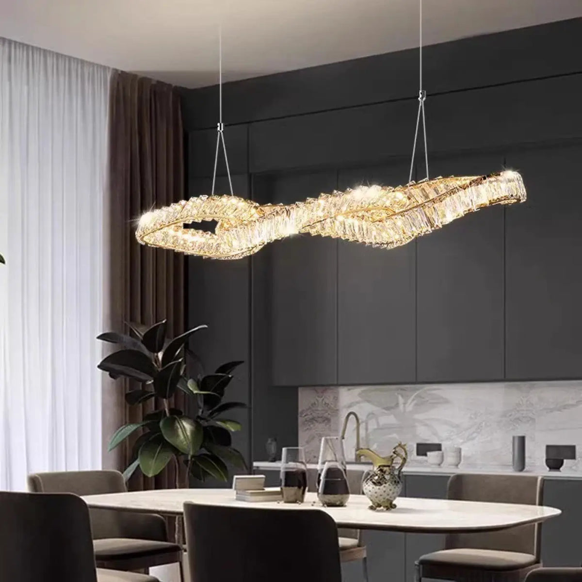 Suspension en Cristal Doré – Jasane