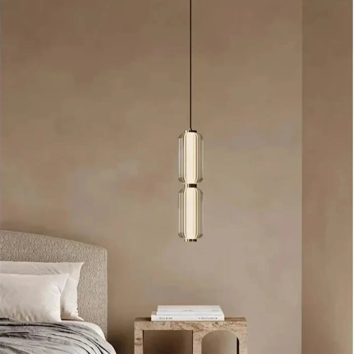 Suspension Cylindre en Verre Nervuré – Zisa