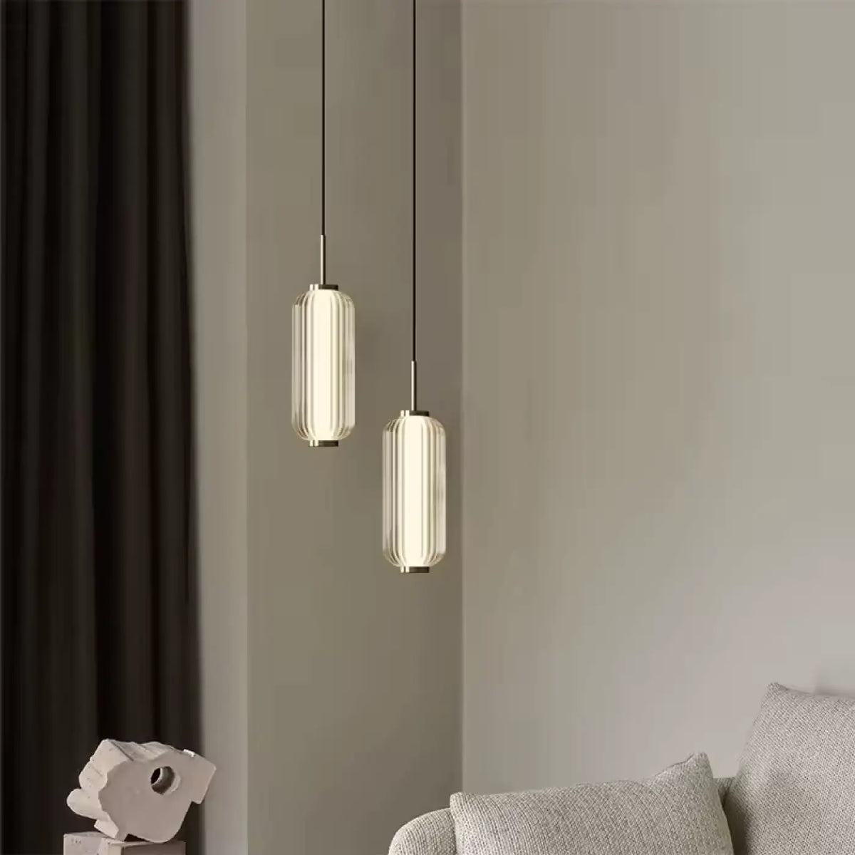 Suspension Cylindre en Verre Nervuré – Zisa