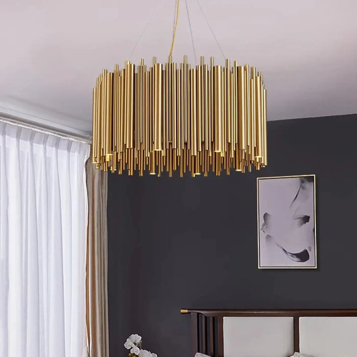 Suspension Tubes Métalliques Dorés – Rivine