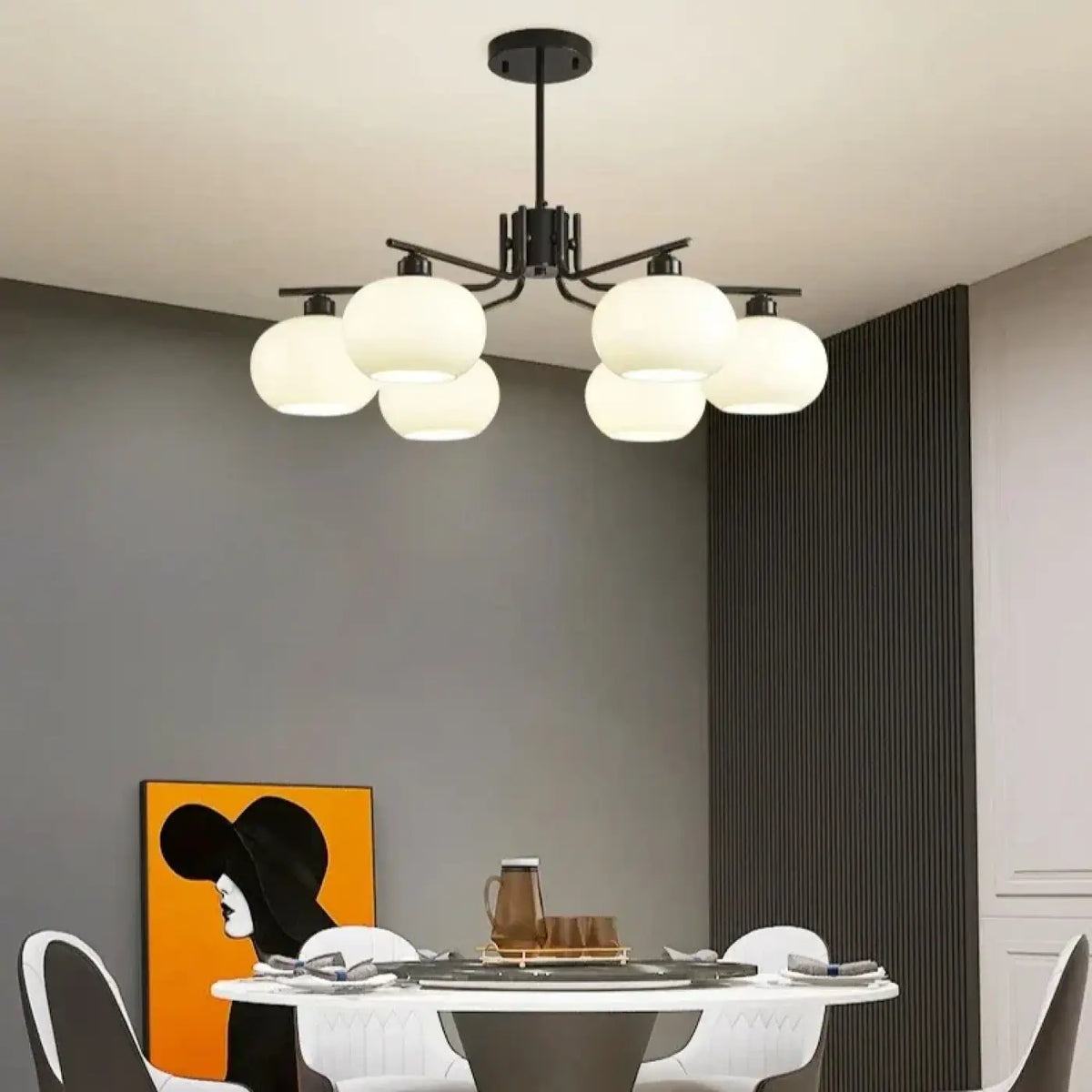 Suspension en Fer et Globes Opale – Sonon