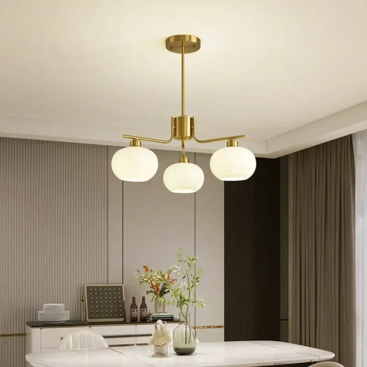 Suspension en Fer et Globes Opale – Sonon