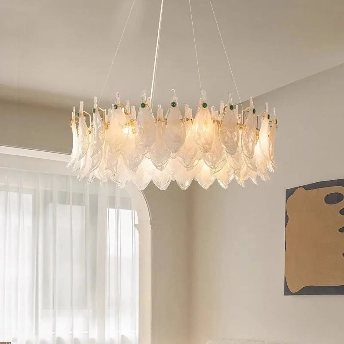 Suspension Feuilles en Cristal et Doré – Clodine