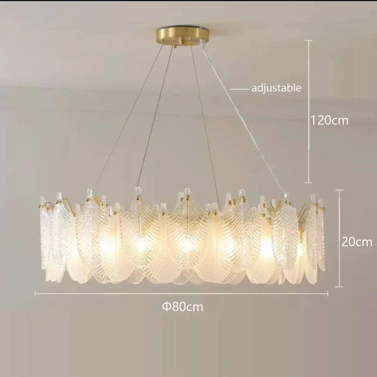 Suspension Feuilles en Cristal et Doré – Clodine