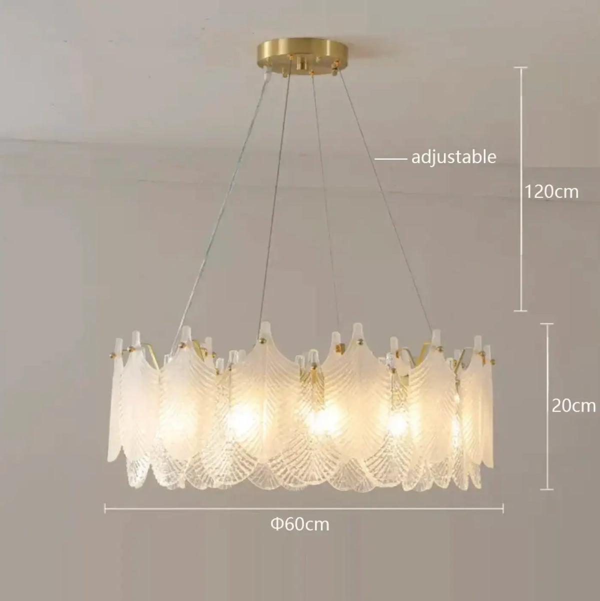 Suspension Feuilles en Cristal et Doré – Clodine
